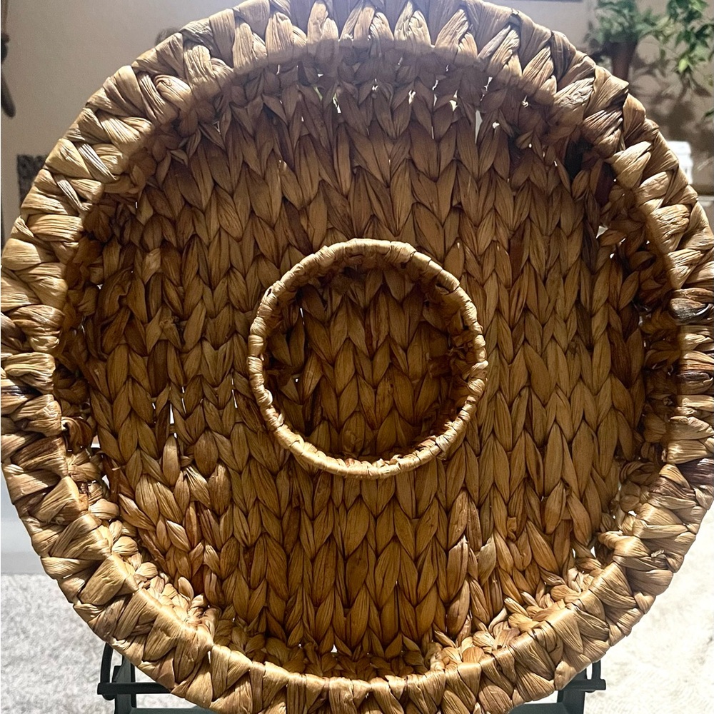 Brown Woven Accent Basket with Textured Pattern